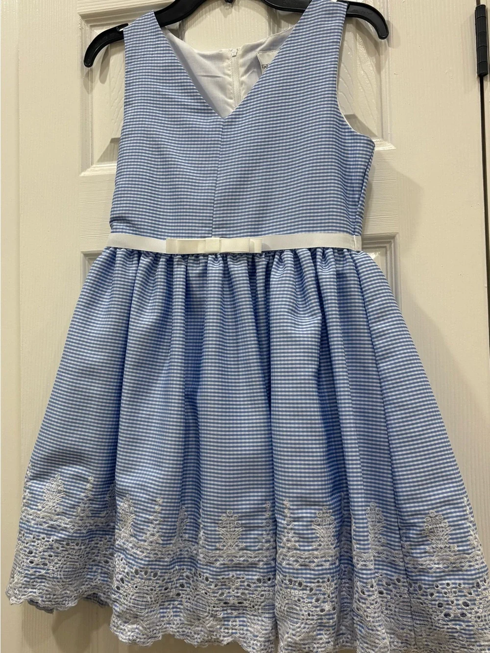 Rare Editions Blue & White Embroidered Girls' Dress
